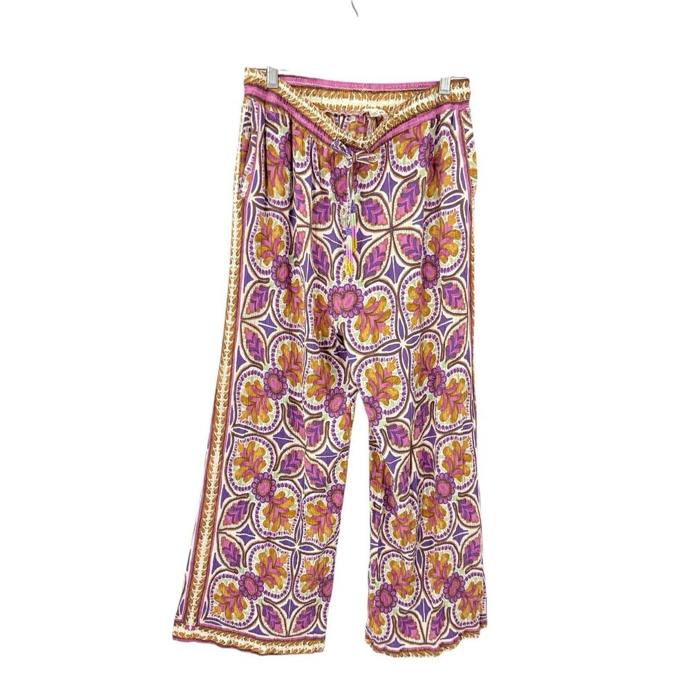 Haute Hippie Wide Leg Pants Size Medium Geometric Boho Chic Free Spirit Festival